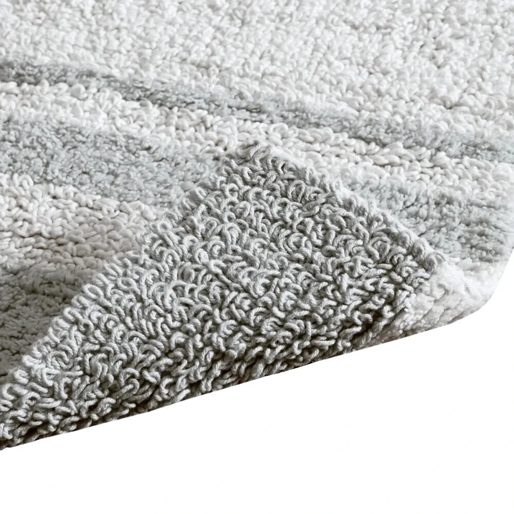 Madison Park MP72-1487 Spa Bath Rug 20 x 30 Gray 100% Cotton Reversible BED33